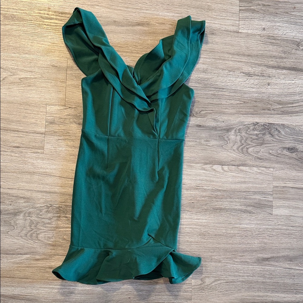 Angel Biba Emerald Green Ruffle Mini Dress